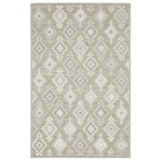 7' X 10' Beige And Gray Oriental Area Rug