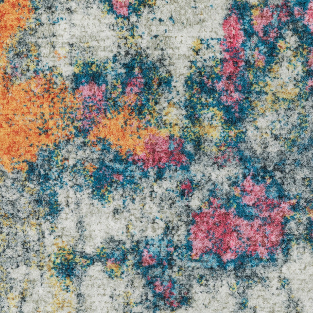 5' X 7' Blue Yellow And Red Abstract Distressed Area Rug