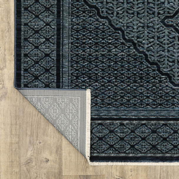 5' X 8' Blue And Teal Medallion Area Rug With Fringe