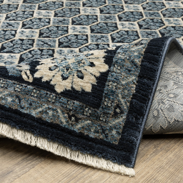 8' X 11' Ivory Oriental Area Rug With Fringe