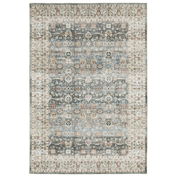 8' X 10' Gray And Ivory Oriental Area Rug