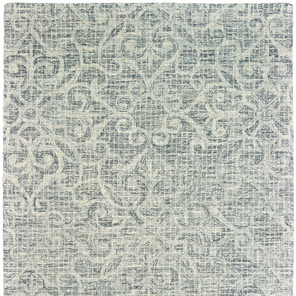4' X 6' Gray And Ivory Wool Geometric Hand Tufted Area Rug