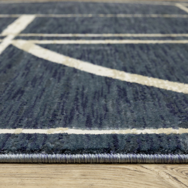 8' X 11' Blue And Ivory Geometric Area Rug