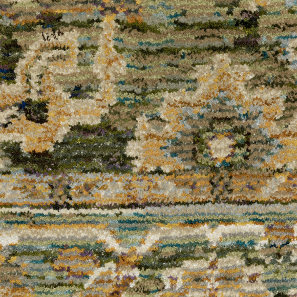 8' Green And Gold Oriental Runner Rug