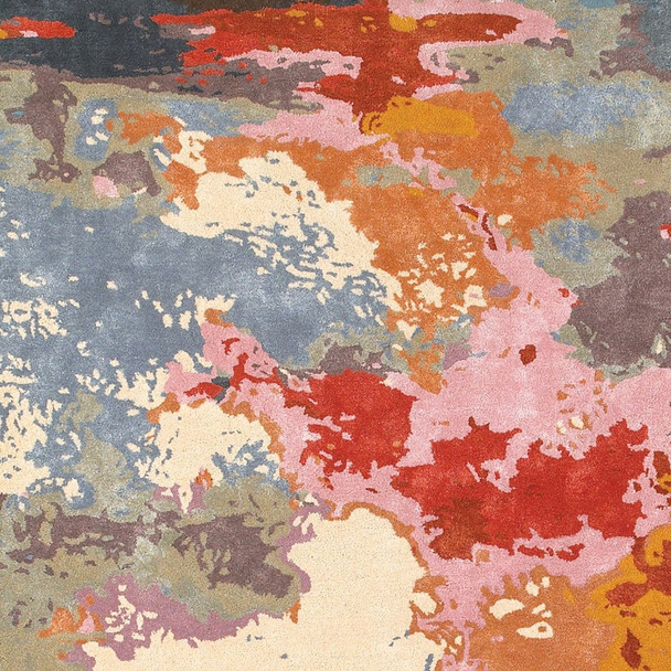 10' X 13' Pink Red And Orange Abstract Hand Tufted Area Rug