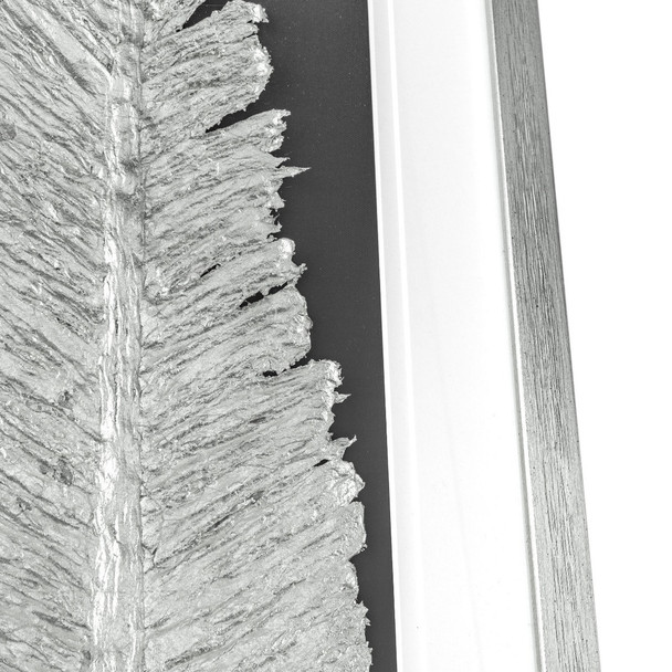 Metallic Feather Silver Shadowbox Textual Art Wall Art