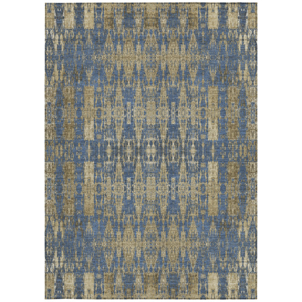 9' X 12' Blue Taupe And Beige Moroccan Washable Indoor Outdoor Area Rug