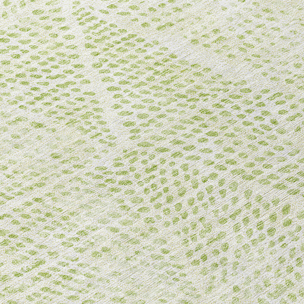 3' X 5' Artichoke Green And Ivory Geometric Washable Indoor Outdoor Area Rug