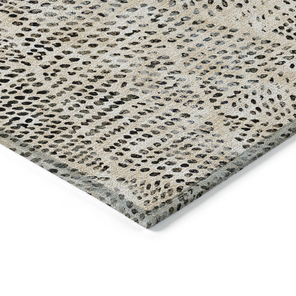 5' X 8' Beige Ivory And Black Geometric Washable Indoor Outdoor Area Rug