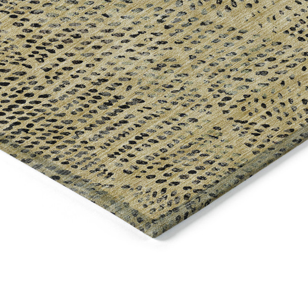 3' X 5' Gold Black And Charcoal Geometric Washable Indoor Outdoor Area Rug