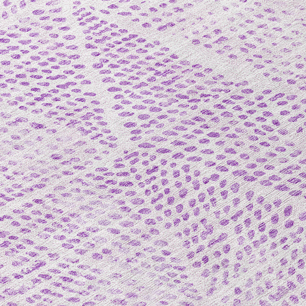 8' Purple And Ivory Round Geometric Washable Indoor Outdoor Area Rug