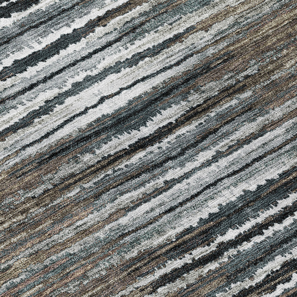 10' X 14' Brown Taupe And Chocolate Striped Washable Indoor Outdoor Area Rug