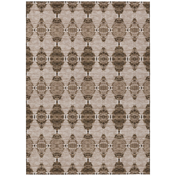 5' X 8' Brown And Chocolate Moroccan Washable Indoor Outdoor Area Rug