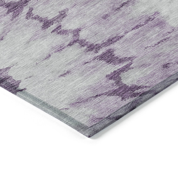 9' X 12' Purple And Lavender Abstract Washable Indoor Outdoor Area Rug