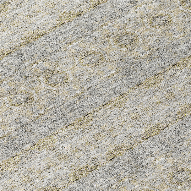 5' X 8' Silver Gray And Gold Floral Medallion Washable Indoor Outdoor Area Rug