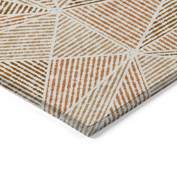 3' X 5' Terra Cotta Beige And Salmon Geometric Washable Indoor Outdoor Area Rug