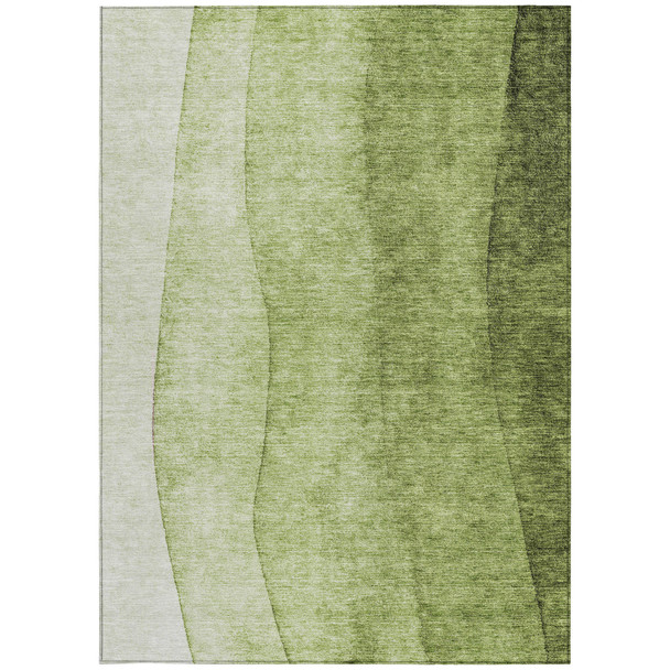3' X 5' Olive Green And Artichoke Green Ombre Washable Indoor Outdoor Area Rug
