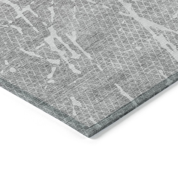 9' X 12' Gray Ivory And Silver Abstract Washable Indoor Outdoor Area Rug