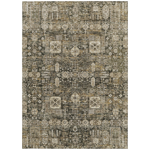 3' X 5' Coffee And Beige Oriental Washable Indoor Outdoor Area Rug