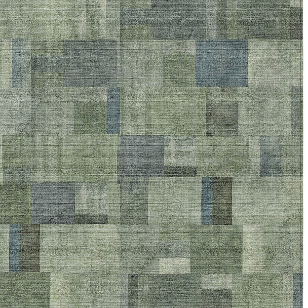 8' X 10' Green And Mint Green Geometric Washable Indoor Outdoor Area Rug