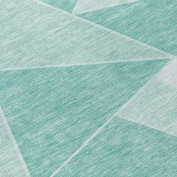 3' X 5' Mint Green And Aqua Geometric Washable Indoor Outdoor Area Rug