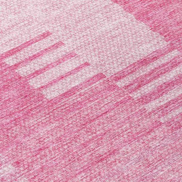 8' X 10' Pink And Blush Striped Washable Indoor Outdoor Area Rug