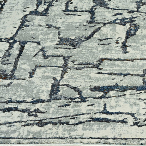 7' Gray And Black Abstract Runner Rug