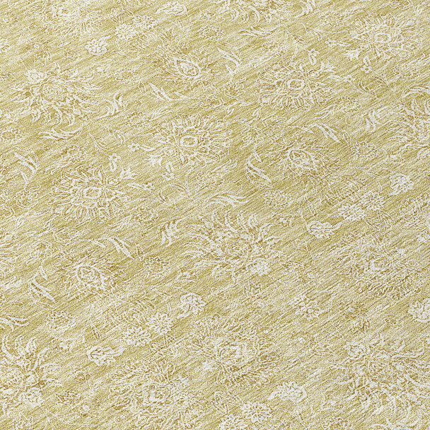 8' X 10' Beige Tan And Ivory Floral Washable Indoor Outdoor Area Rug