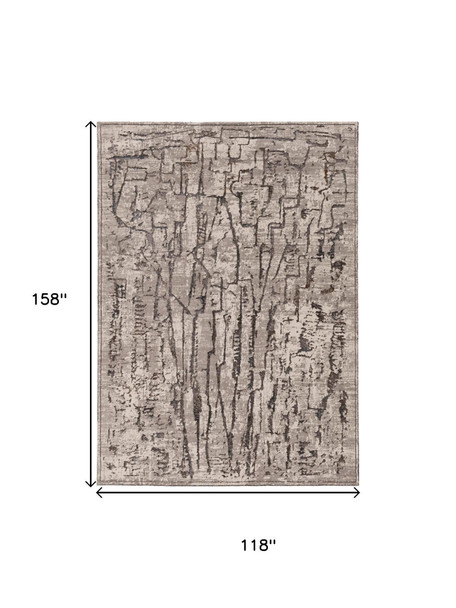 10' X 13' Gray And Black Abstract Area Rug