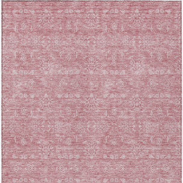 8' X 10' Blush Pink And Ivory Floral Washable Indoor Outdoor Area Rug