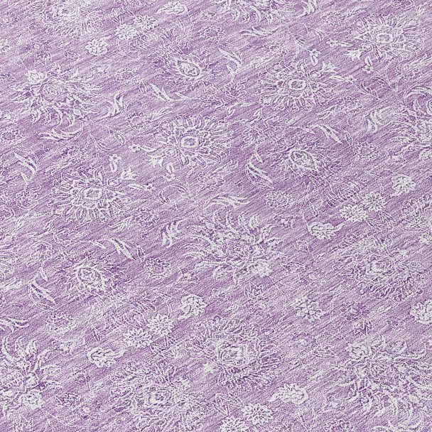 5' X 8' Lavender Lilac And Ivory Floral Washable Indoor Outdoor Area Rug