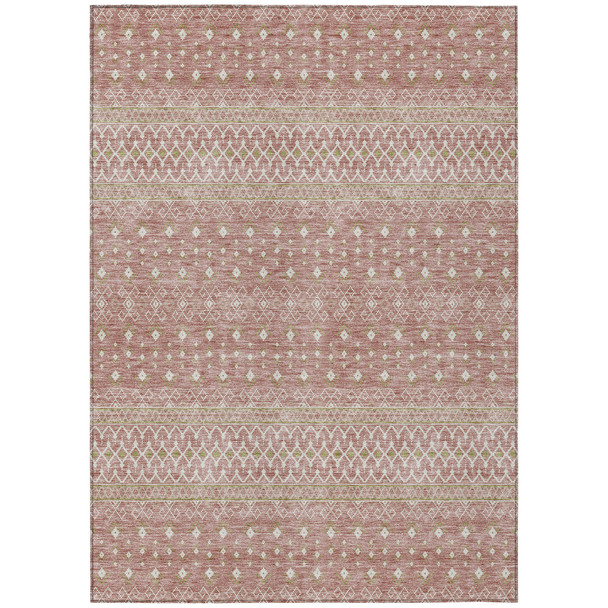 3' X 5' Blush Gold And Ivory Tribal Washable Indoor Outdoor Area Rug