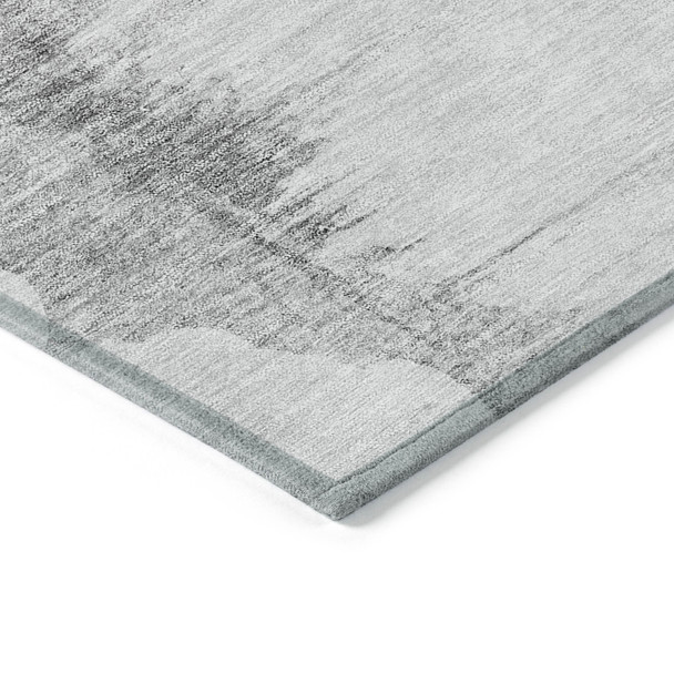 5' X 8' Silver Gray And Pewter Abstract Washable Indoor Outdoor Area Rug