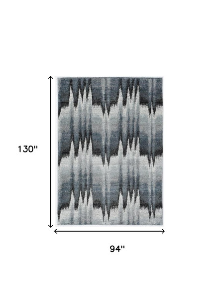 8' X 11' Ivory Blue and Gray Abstract Area Rug