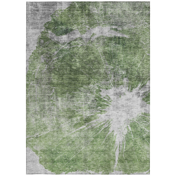 10' X 14' Green And Gray Abstract Washable Indoor Outdoor Area Rug