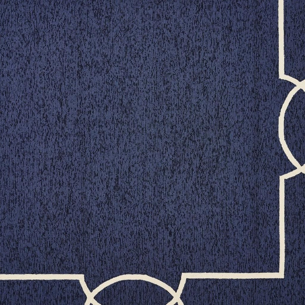 8' X 11' Blue And Ivory Geometric Hand Hooked Area Rug