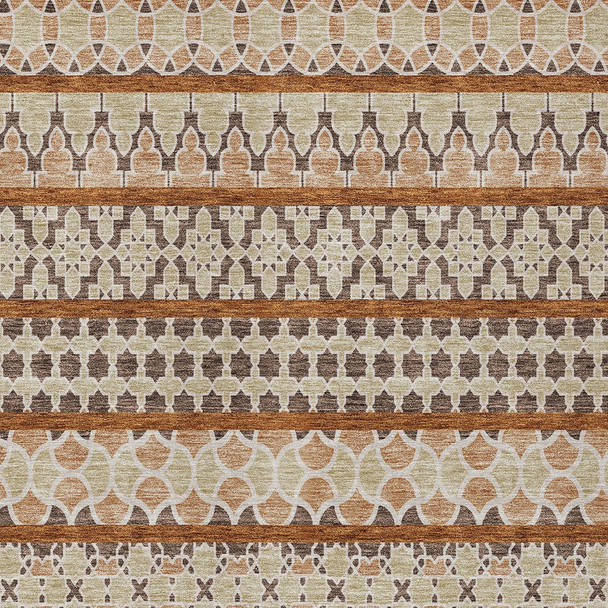 8' X 10' Chocolate And Taupe Quatrefoil Washable Indoor Outdoor Area Rug