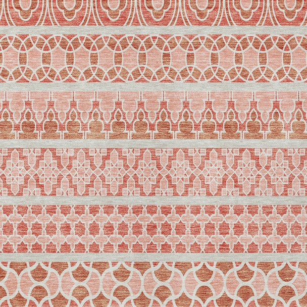 8' X 10' Salmon Beige And Copper Quatrefoil Washable Indoor Outdoor Area Rug