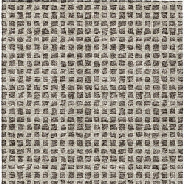 5' X 8' Brown Taupe And Ivory Geometric Washable Indoor Outdoor Area Rug
