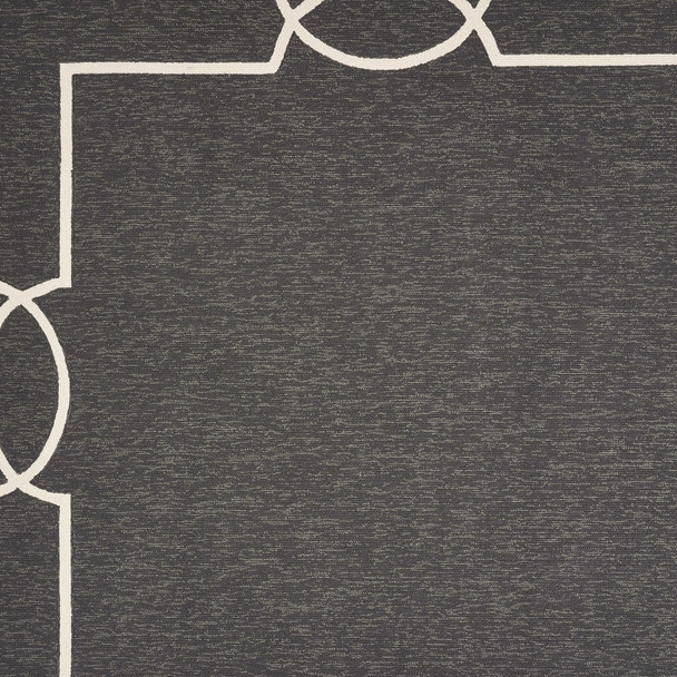 8' X 11' Onyx And White Geometric Handmade Indoor Outdoor Area Rug