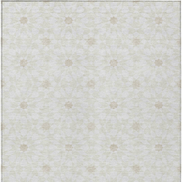 10' X 14' Ivory Beige And Taupe Floral Medallion Washable Indoor Outdoor Area Rug