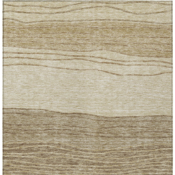 5' X 8' Beige Brown And Taupe Striped Washable Indoor Outdoor Area Rug