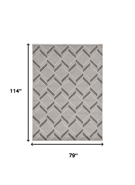 7' X 10' Gray Geometric Indoor Outdoor Area Rug