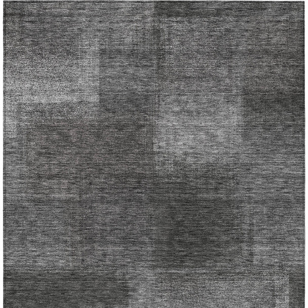 3' X 5' Gray Charcoal And Ivory Abstract Washable Indoor Outdoor Area Rug