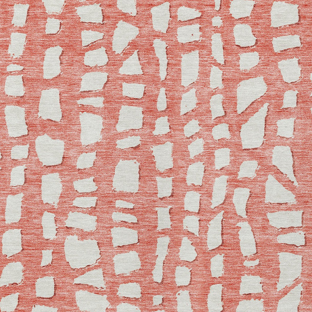 5' X 8' Salmon And Ivory Abstract Washable Indoor Outdoor Area Rug