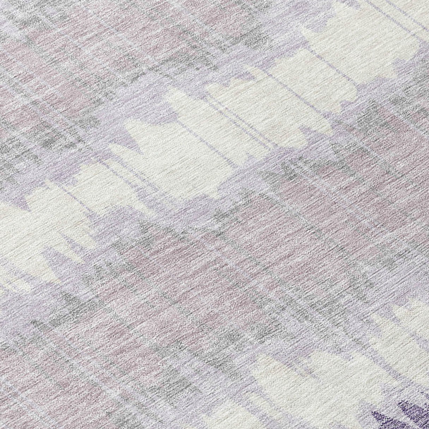 10' X 14' Lavender Purple And Ivory Striped Washable Indoor Outdoor Area Rug