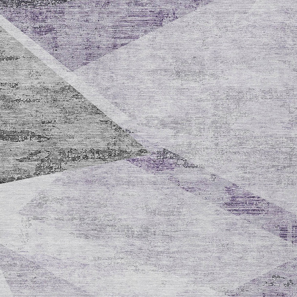 9' X 12' Purple Gray And Charcoal Abstract Washable Indoor Outdoor Area Rug