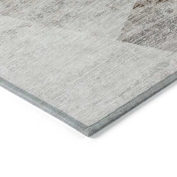 3' X 5' Silver Beige And Gray Abstract Washable Indoor Outdoor Area Rug