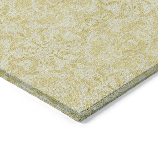 8' X 10' Gold And Ivory Medallion Washable Indoor Outdoor Area Rug