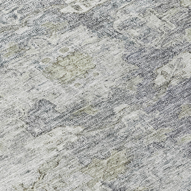 10' X 14' Gray Beige And Charcoal Oriental Washable Indoor Outdoor Area Rug